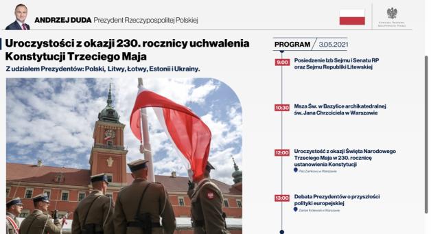 [VIDEO] 230 rocznica uchwalenia Konstytucji 3 Maja. W Warszawie spotkanie Prezydentów Polski, Litwy, Łotwy, Estonii i Ukrainy
